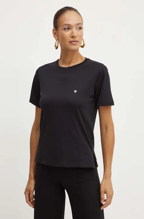 Bombažna kratka majica Weekend Max Mara ženska, črna barva, 2425976021600