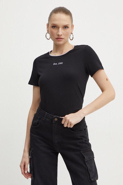 Guess tricou din bumbac TWEED femei, culoarea negru, W4YI27 I3Z14