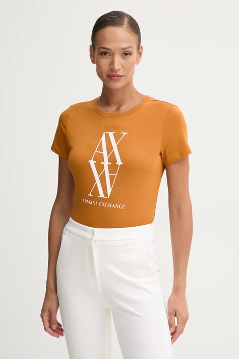 Armani Exchange tricou din bumbac femei, culoarea alb, 6DYT04 YJG3Z