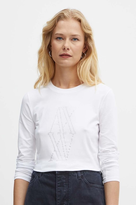 Armani Exchange longsleeve femei, culoarea alb, 6DYT05 YJDTZ