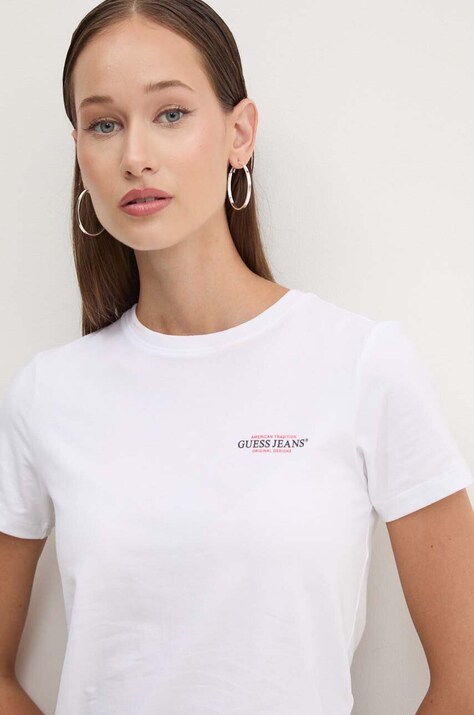 Guess Jeans tricou femei, culoarea alb, W4YI02 J1314