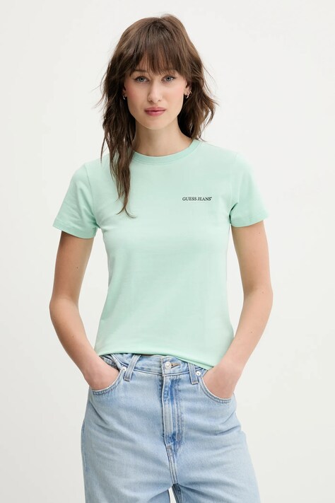 Guess Jeans tricou femei, culoarea verde, W4YI02 J1314