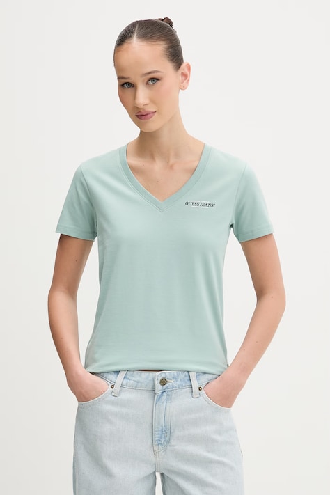 Μπλουζάκι Guess Jeans χρώμα: μοβ, W4YI23 J1314