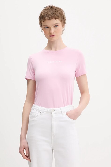 Μπλουζάκι Guess Jeans χρώμα: ναυτικό μπλε, W4YI01 J1314