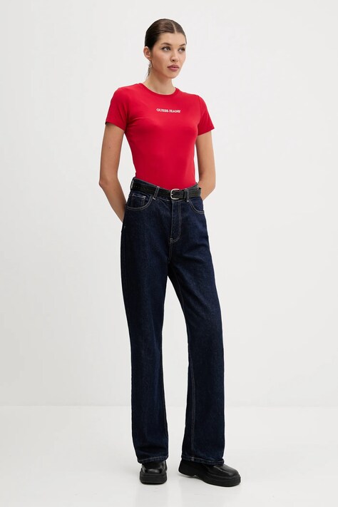 Guess Jeans футболка жіноча бавовняна з еластаном — AW24-TSD06B, червоний — фото 2
