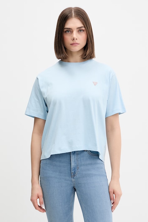 Guess Jeans t-shirt bawełniany damski kolor niebieski W4YI05 K8HM0