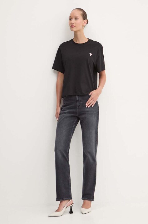 Guess Jeans футболка жіноча бавовняна — AW24-TSD06F, чорний — фото 2
