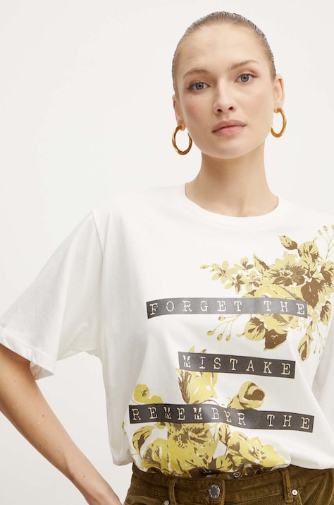 Pinko tricou din bumbac femei, culoarea alb, 101704 A255