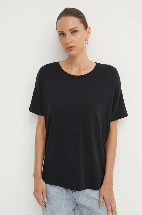 Βαμβακερό μπλουζάκι Marc O'Polo DENIM γυναικείο, χρώμα: μαύρο, 5000000079
