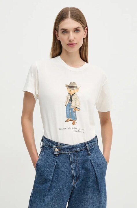 Polo Ralph Lauren tricou din bumbac femei, culoarea alb, 211941187
