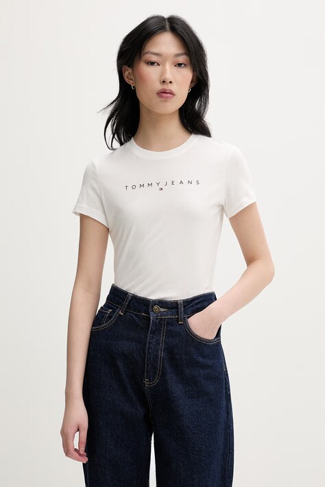 Tommy Jeans tričko dámske bavlnené biele DW0DW18398