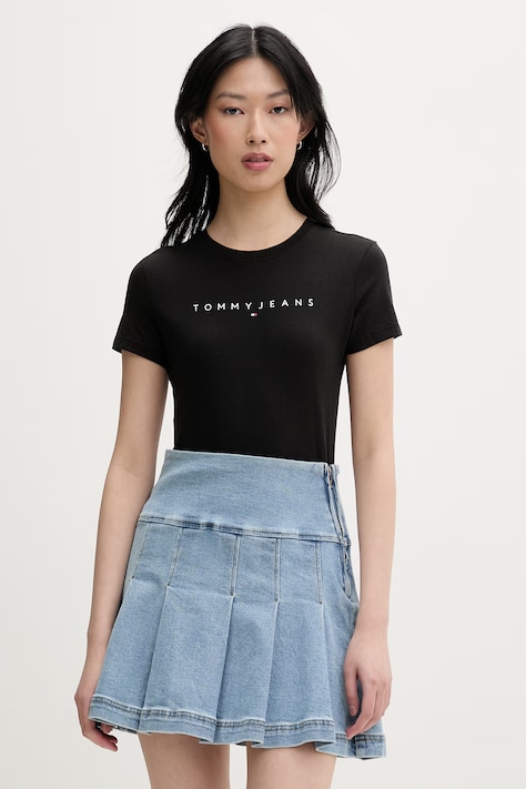 Tommy Jeans T-shirt damski bawełniany czarny DW0DW18398