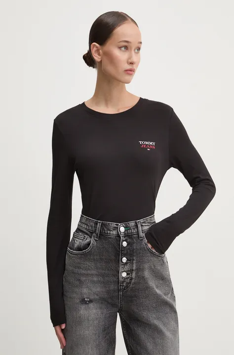 Лонгслів Tommy Jeans жіночий колір чорний DW0DW18411