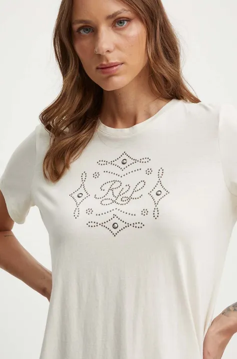 Lauren Ralph Lauren t-shirt damski kolor beżowy 200940495