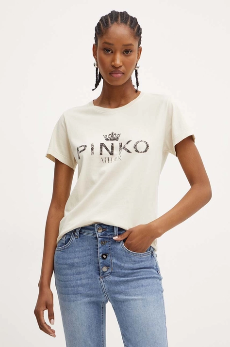 Pinko t-shirt damski kolor beżowy 100355 A2A3