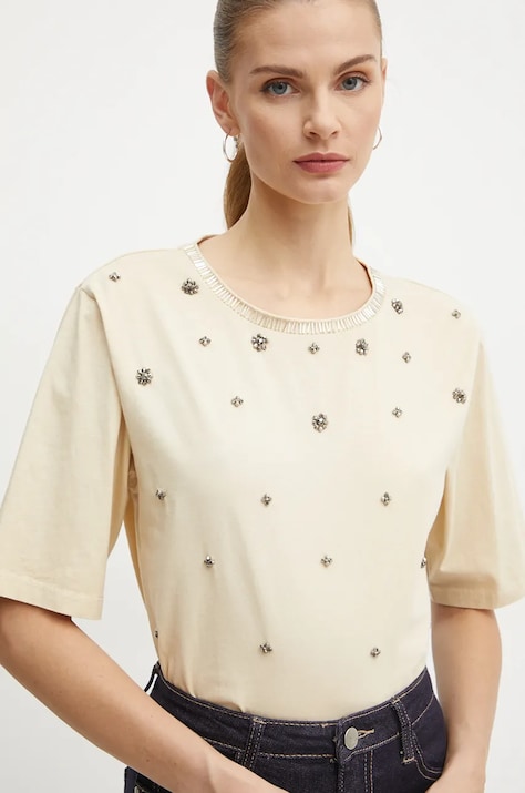 Хлопковая футболка Pinko женская цвет бежевый 104441 A296