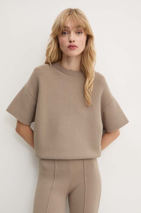 Remain tricou Knit T-Shirt femei, culoarea bej, 5018813001