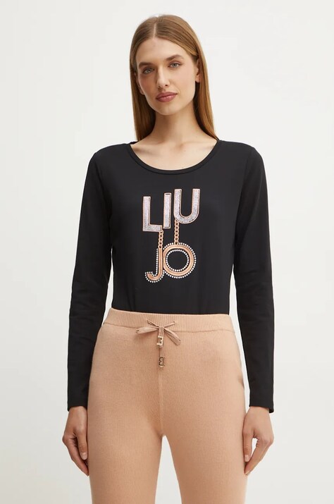 Liu Jo tricou femei, culoarea negru, TF4206 JS088