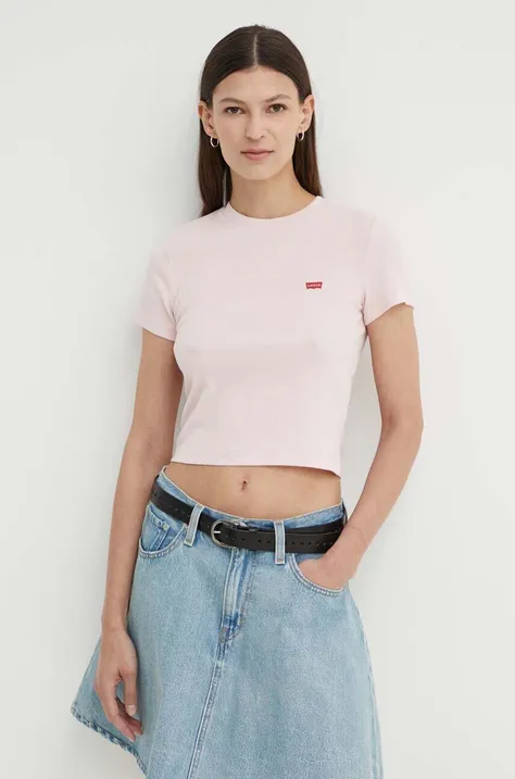 Levi's t-shirt damski kolor różowy z półgolfem A7419