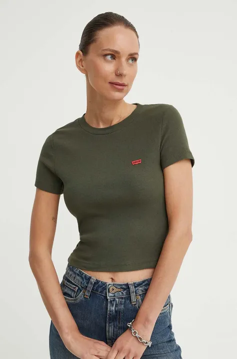 Kratka majica Levi's ženska, zelena barva, A7419