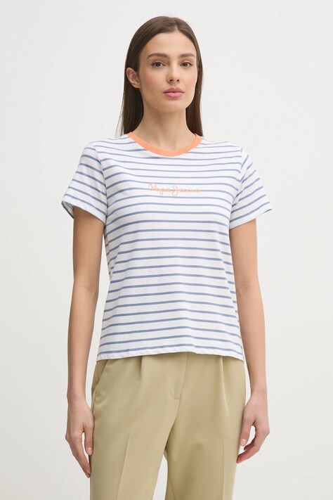 Pepe Jeans tricou din bumbac ELBA femei, culoarea alb, PL505876