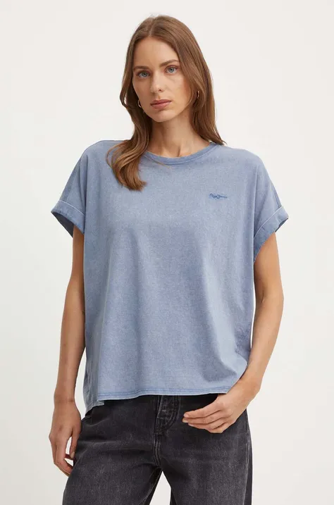 Pepe Jeans t-shirt bawełniany EDITH damski kolor niebieski PL505893