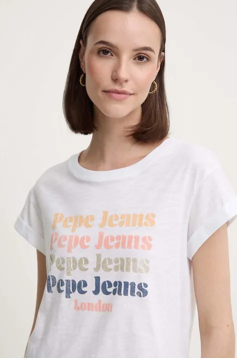 Bombažna kratka majica Pepe Jeans EILEEN ženska, bela barva, PL505894