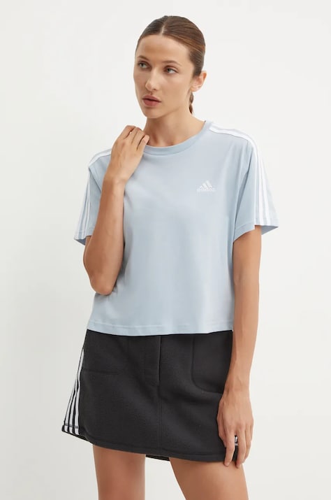 Памучна тениска adidas Essentials в синьо IS1568