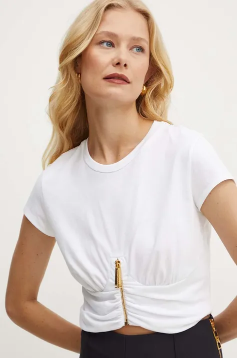 Elisabetta Franchi t-shirt bawełniany damski kolor biały MA00846E2