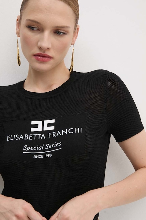 Светр Elisabetta Franchi жіночий колір чорний легкий MK81Q46E2