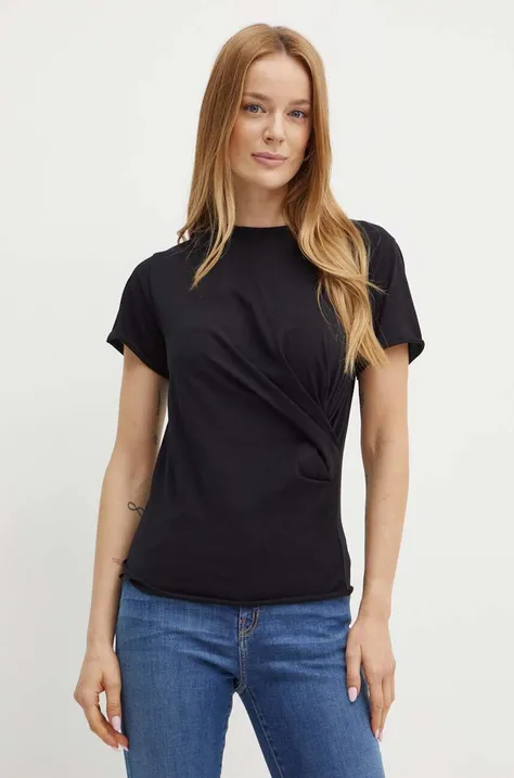 Bombažna kratka majica MAX&Co. ženska, črna barva, 2426946051200