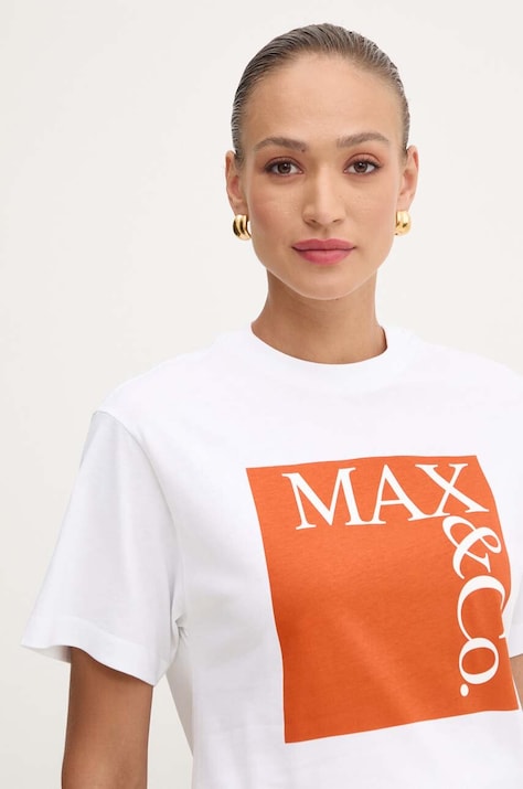 MAX&Co. tricou din bumbac femei, culoarea alb, 2428976024200