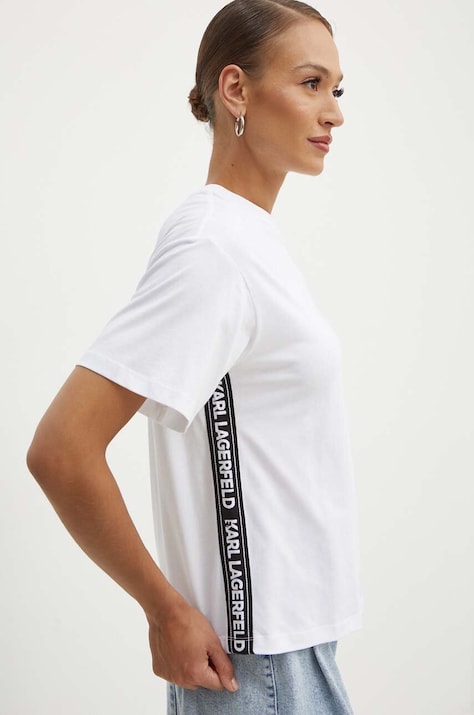 Karl Lagerfeld tricou din bumbac femei, culoarea alb, 245W1703