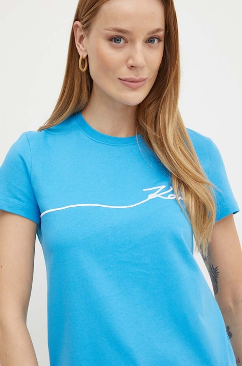 Karl Lagerfeld t-shirt in cotone donna colore blu 245W1706