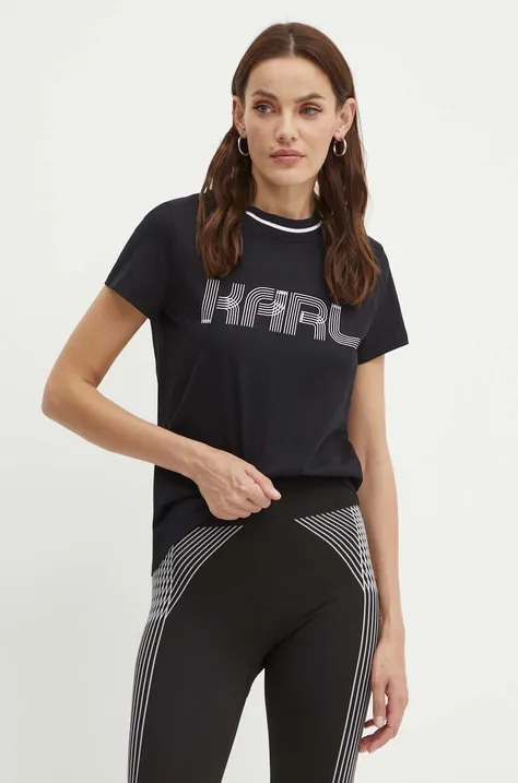 Karl Lagerfeld t-shirt bawełniany damski kolor czarny 245W1707