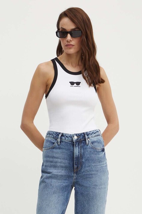 Karl Lagerfeld top femei, culoarea alb, 245W1719