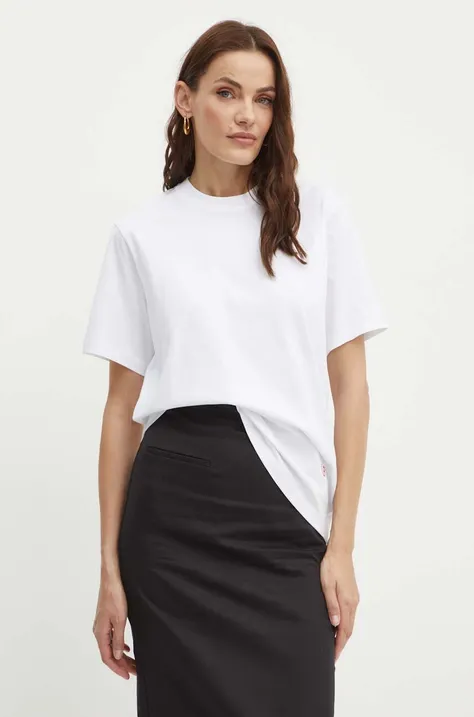 Βαμβακερό μπλουζάκι Victoria Beckham γυναικείο, χρώμα: άσπρο, 1124JTS003229A