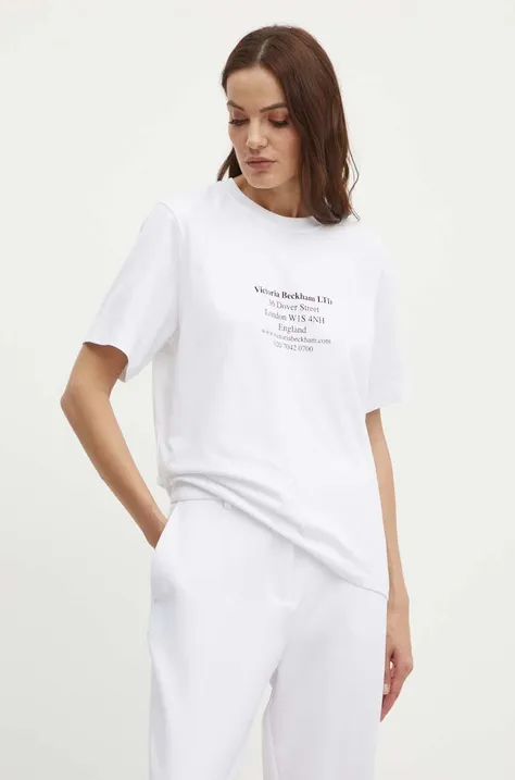 Βαμβακερό μπλουζάκι Victoria Beckham γυναικείο, χρώμα: άσπρο, 1324JTS005691A