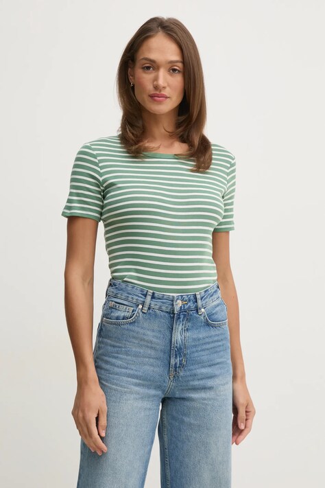 Bavlnené tričko United Colors of Benetton dámske, zelená farba, 30YSE16A0