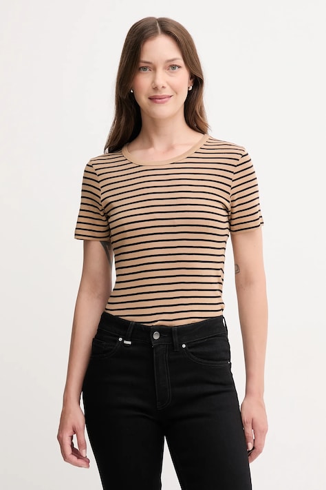 United Colors of Benetton t-shirt bawełniany damski kolor brązowy 30YSE16A0