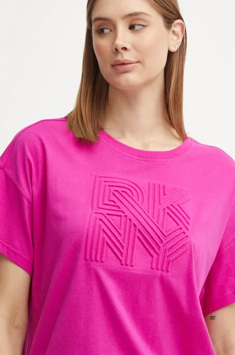 Bavlnené tričko Dkny dámske, ružová farba, DP4T9851