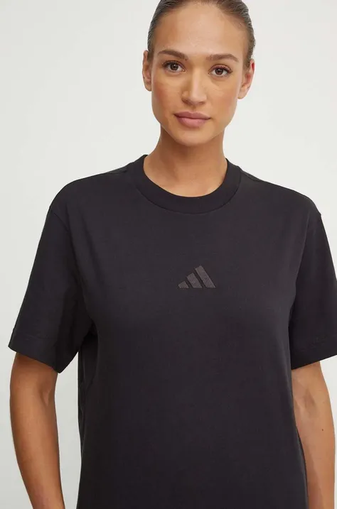 Bavlnené tričko adidas All SZN dámske, čierna farba, IX3808