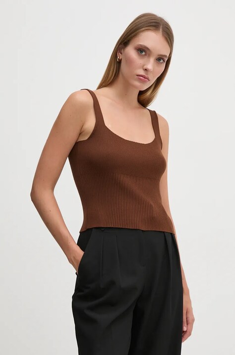 United Colors of Benetton bluza femei, culoarea maro, neted, 1090DH019