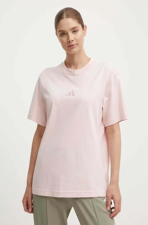 Pamučna majica adidas All SZN za žene, boja: ružičasta, IY6787