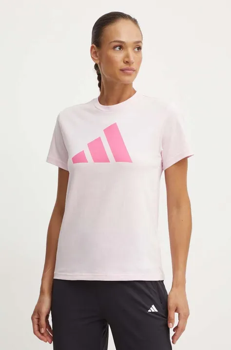 Bombažna kratka majica adidas ženska, roza barva, IY8636