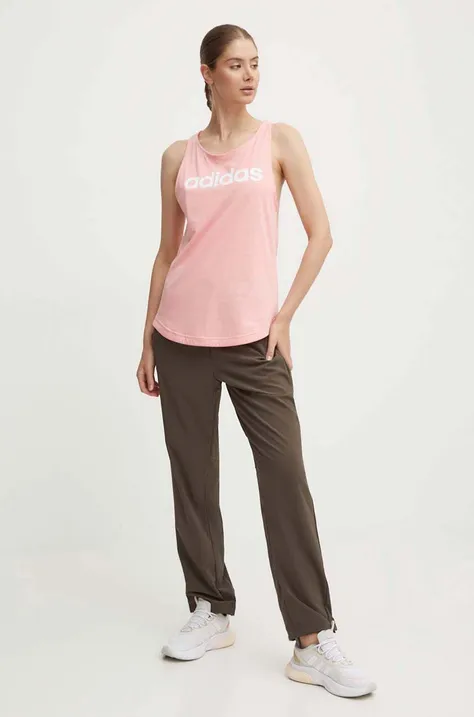 Bavlněný top adidas Essentials růžová barva, IY9181