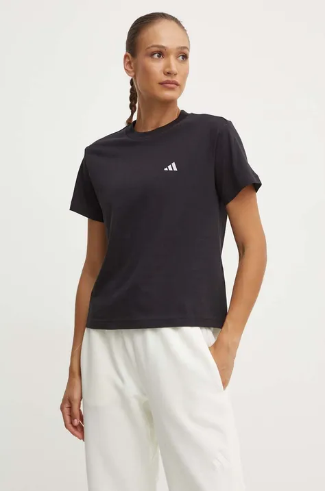 adidas tricou din bumbac Essentials femei, culoarea negru, JH3690