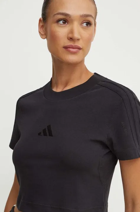 Bavlnené tričko adidas All SZN dámske, čierna farba, JI9102