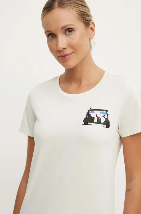 Хлопковая футболка EA7 Emporio Armani женская цвет бежевый TJZPZ.6DTT35