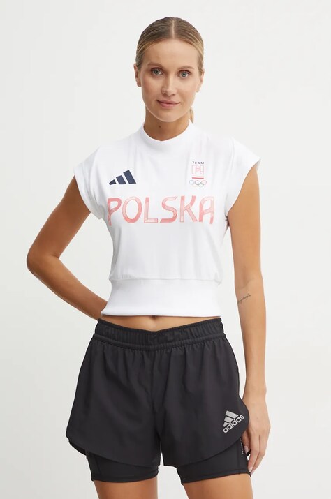 adidas Performance tricou de antrenament Olympic culoarea alb, JF6670